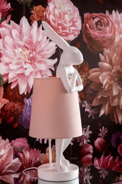Lampa stołowa Animal Rabbit 17x50 cm biała - klosz różowy