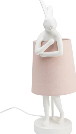 Lampa stołowa Animal Rabbit 17x50 cm biała - klosz różowy