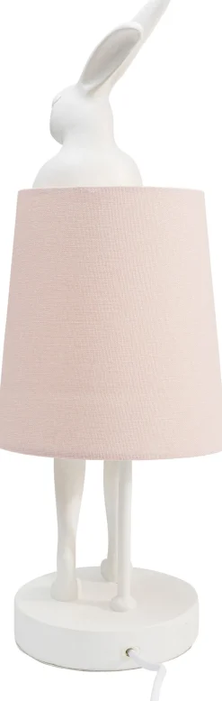 Lampa stołowa Animal Rabbit 17x50 cm biała - klosz różowy
