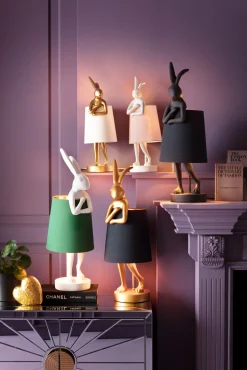 Lampa stołowa Animal Rabbit 17x50 cm biała - klosz różowy