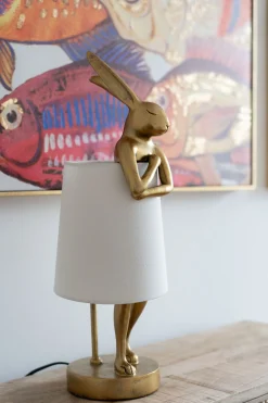 Lampa stołowa Animal Rabbit 17x50 cm złota - klosz biały