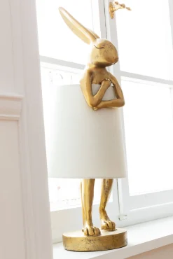 Lampa stołowa Animal Rabbit 17x50 cm złota - klosz biały