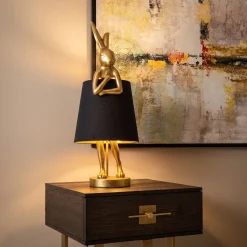 Lampa stołowa Animal Rabbit 23x68 cm złota - klosz czarny