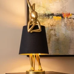 Lampa stołowa Animal Rabbit 23x68 cm złota - klosz czarny