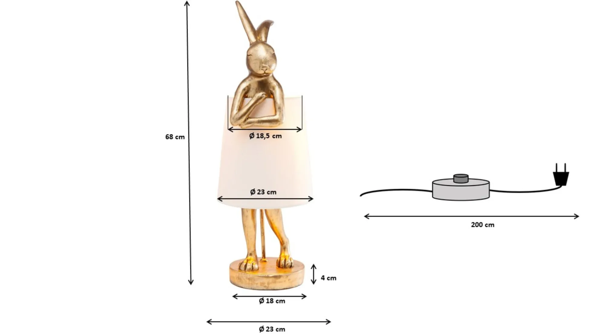 Lampa stołowa Animal Rabbit 23x68 cm złota