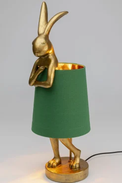Lampa stołowa Animal Rabbit 23x68 cm złota - klosz zielony