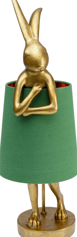 Lampa stołowa Animal Rabbit 23x68 cm złota - klosz zielony