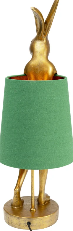 Lampa stołowa Animal Rabbit 23x68 cm złota - klosz zielony