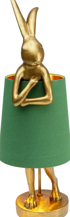 Lampa stołowa Animal Rabbit 23x68 cm złota - klosz zielony