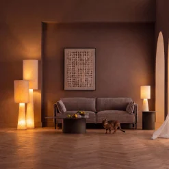 Lampa stołowa beżowa boucle 60 cm