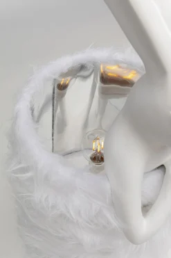 Lampa stołowa biała królik abażur futrzasty 68 cm