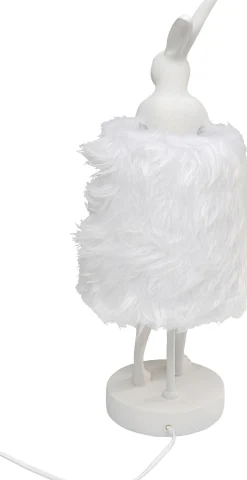 Lampa stołowa biała królik abażur futrzasty 50 cm