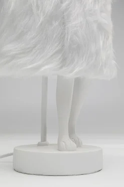 Lampa stołowa biała królik abażur futrzasty 50 cm