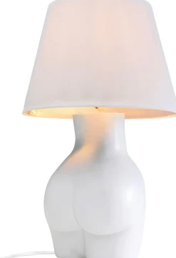 Lampa stołowa biała z abażurem motyw ludzkiego ciała Ø30x48 cm