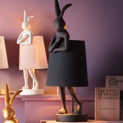 Lampa stołowa czarna matowa królik 50 cm