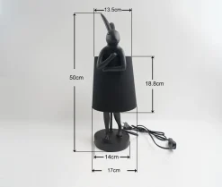 Lampa stołowa czarna matowa królik 50 cm