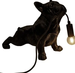 Lampa stołowa czarna motyw zwierzęcy pies 28x35 cm