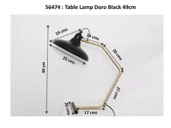 Lampa stołowa czarno-złota stalowa 49 cm