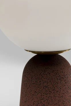Lampa stołowa czerwona klosz szklana kula Ø16x31 cm