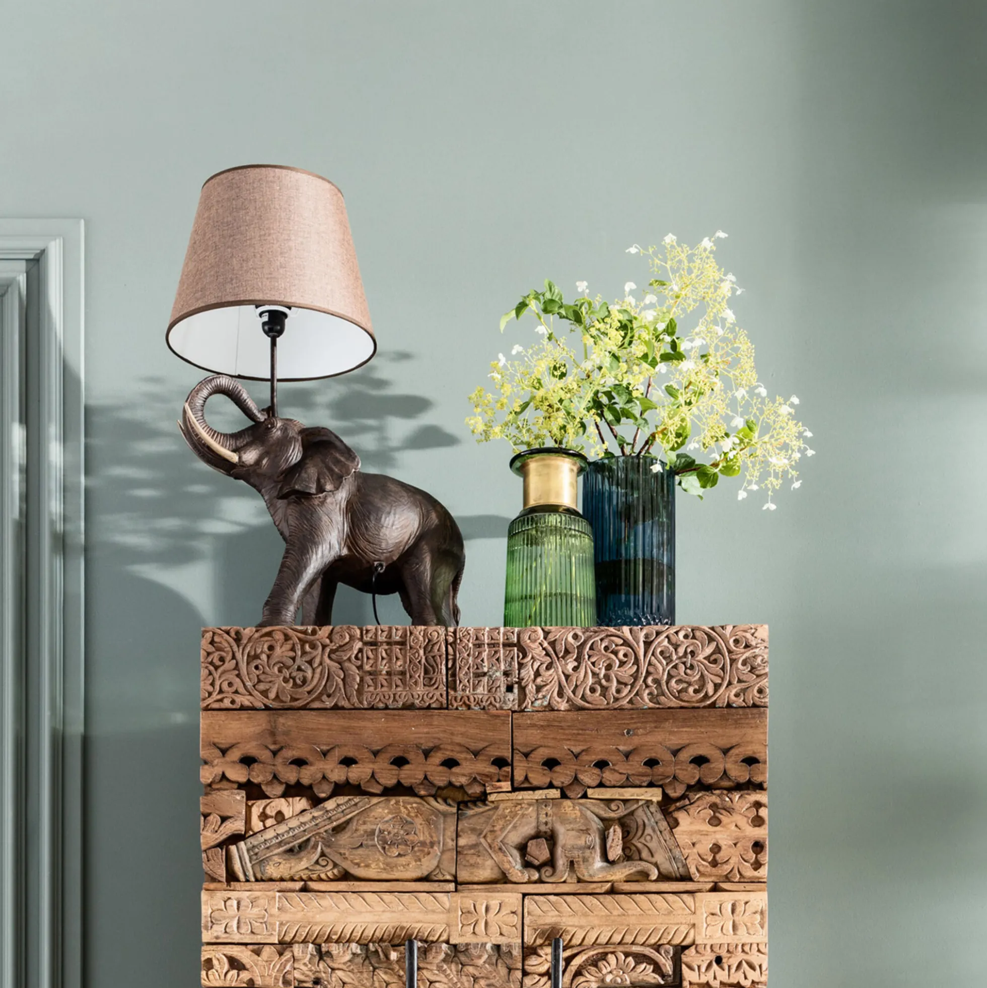 Lampa stołowa Elephant Safari 52x74 cm brązowa
