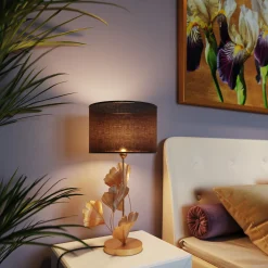 Lampa stołowa Flores Ø30x62 cm złota - klosz czarny