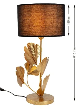 Lampa stołowa Flores Ø30x62 cm złota - klosz czarny