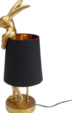 Lampa stołowa królik złoty abażur czarny 50 cm