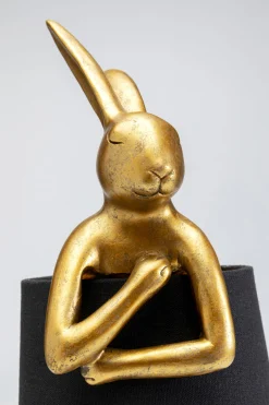 Lampa stołowa królik złoty abażur czarny 50 cm