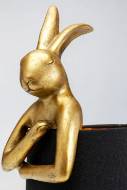 Lampa stołowa królik złoty abażur czarny 50 cm
