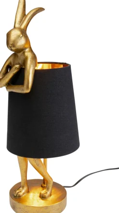 Lampa stołowa królik złoty abażur czarny 50 cm