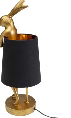 Lampa stołowa królik złoty abażur czarny 50 cm