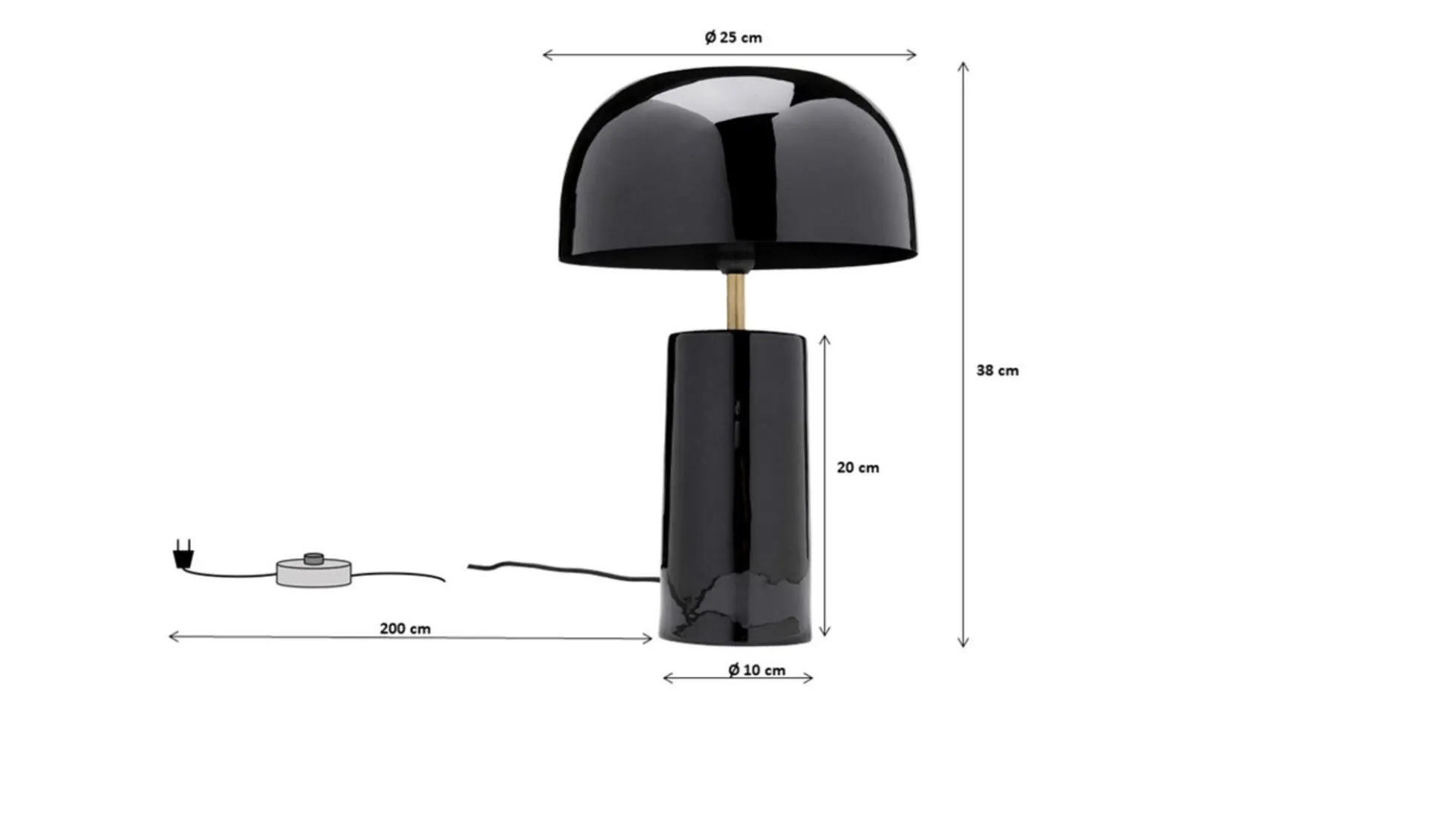 Lampa stołowa Loungy Ø25x38 cm czarna