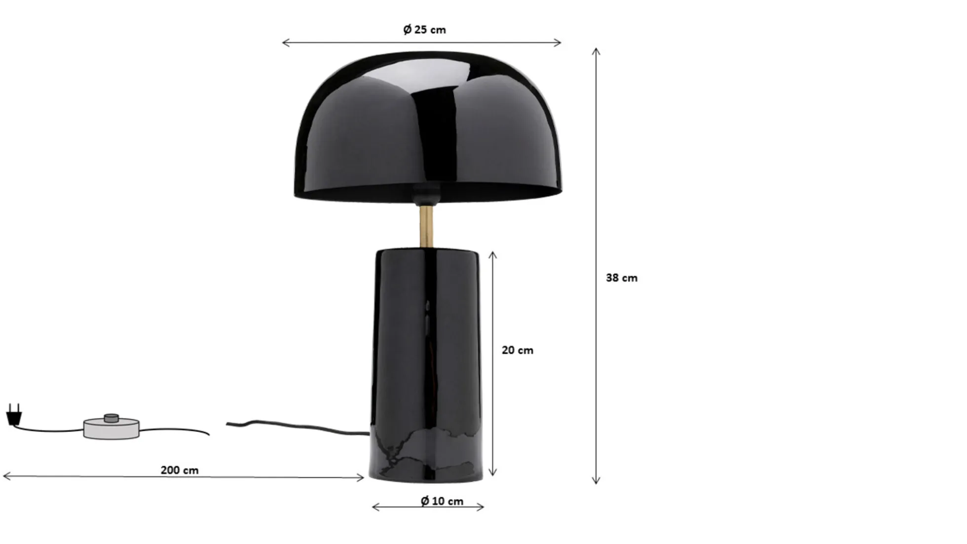 Lampa stołowa Loungy Ø25x38 cm czarna