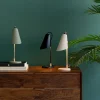 Lampa stołowa mała stalowa kolor beż 32 cm