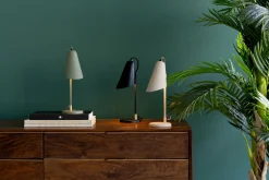 Lampa stołowa mała stalowa kolor beż 32 cm