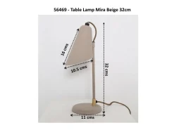 Lampa stołowa mała stalowa kolor beż 32 cm