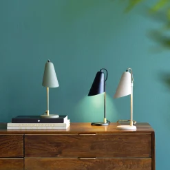 Lampa stołowa mała stalowa kolor beż 32 cm