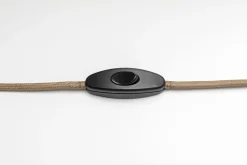 Lampa stołowa mała stalowa kolor beż 32 cm