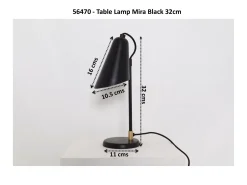 Lampa stołowa mała stalowa kolor czarny 32 cm