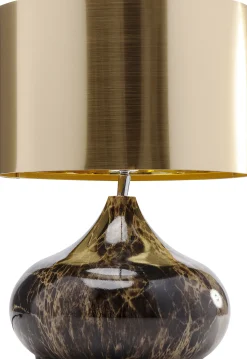 Lampa stołowa Mamo Deluxe 30x41 cm brązowo-czarna - klosz złoty