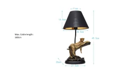 Lampa stołowa motyw zwierzęcy lampart klosz czarny 28x50 cm