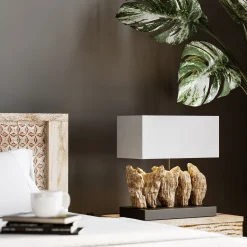 Lampa stołowa Nature 35x43 cm biało-brązowa