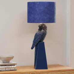 Lampa stołowa niebieska papuga Ø35x84 cm