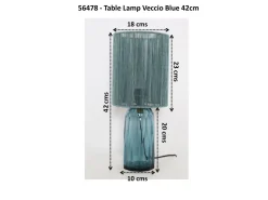Lampa stołowa niebieska szkło i tkanina 42 cm