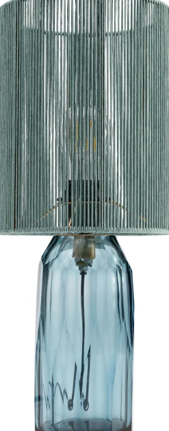 Lampa stołowa niebieska szkło i tkanina 42 cm
