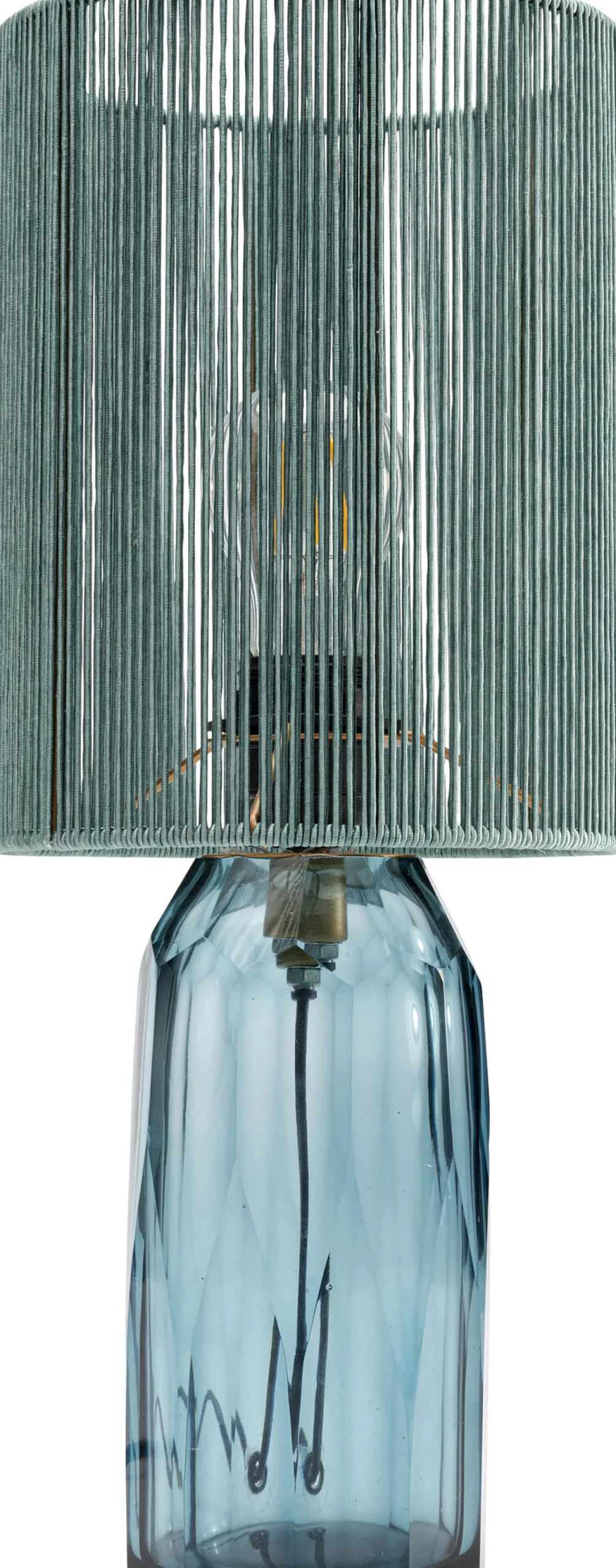 Lampa stołowa niebieska szkło i tkanina 42 cm