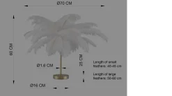 Lampa stołowa palma biała strusie pióra 60 cm podstawa złota