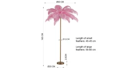 Lampa stołowa palma różowa strusie pióra 60 cm podstawa złota