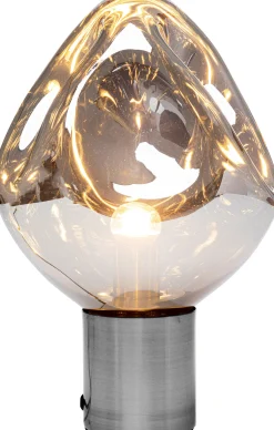 Lampa stołowa przydymiona stal i szkło 38 cm