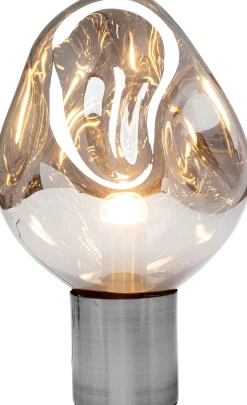 Lampa stołowa przydymiona stal i szkło 38 cm